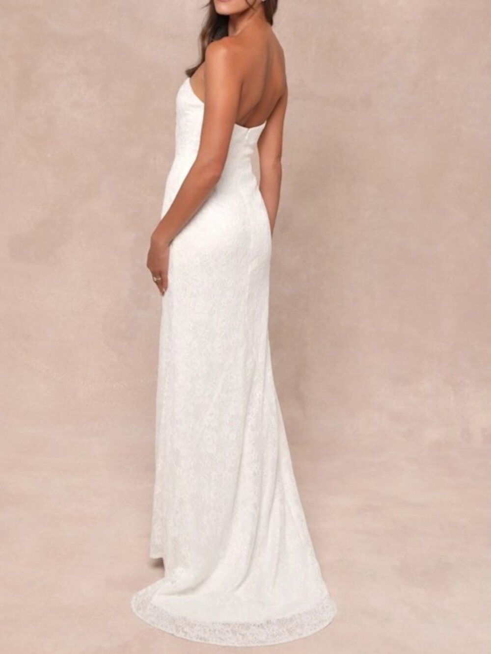 NWT Lulus Gorgeous Love Lace Strapless Wedding Dress XL Fit Flare Train Bridal - Picture 3 of 17